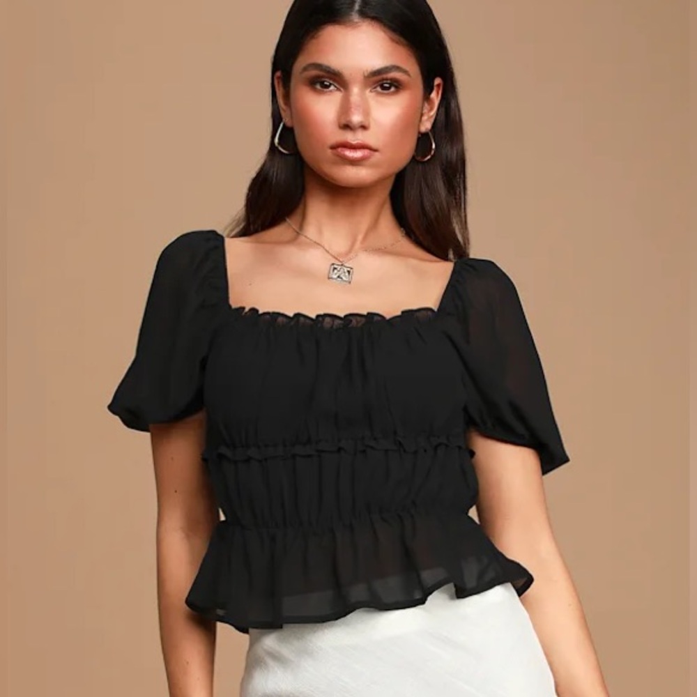Puff Sleeve Peplum Top